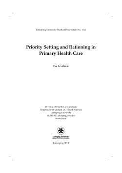 Priority Setting and Rationing in Primary Health Care