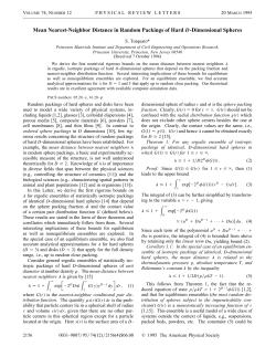 Mean Nearest-Neighbor Distance in Random Packings of Hard D