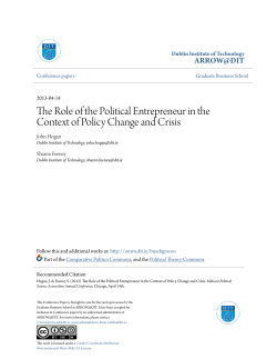 The Role of the Political Entrepreneur in the Context of