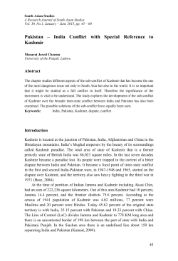 Pakistan &ndash; India Conflict with Special Reference to Kashmir