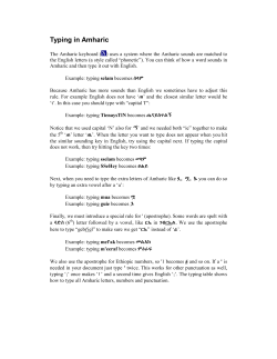 GFF Amharic Typing Manual - Ethiopic (Ge`ez) Script Keyboards