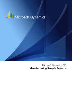 Manufacturing Sample Reports