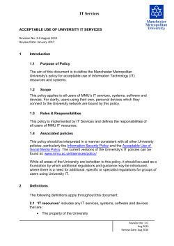 Acceptable Use Policy - Manchester Metropolitan University