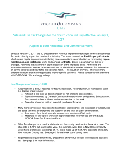Construction Industry Sales and Use Tax Changes