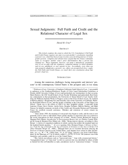 Sexual Judgments: Full Faith and Credit and the Relational
