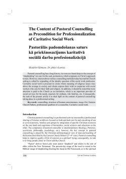 The Content of Pastoral Counselling as Precondition for
