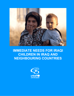 immediate needs for iraqi children in iraq and neighbouring