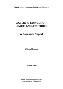 gaelic in edinburgh: usage and attitudes