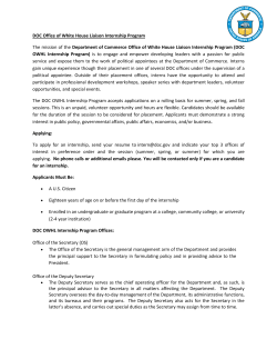 DOC Office of White House Liaison Internship Program The mission