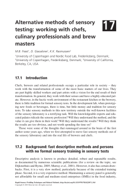 Alternative methods of sensory testing: working with chefs, culinary