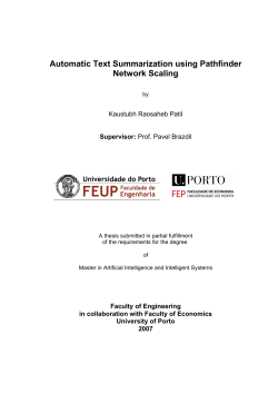 Automatic text summarization using pathfinder network scaling