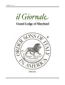 il Giornale &ndash; Spring 2012 - OSIA Grand Lodge of Maryland