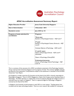 James Cook University (Singapore) Accreditation Report 2015