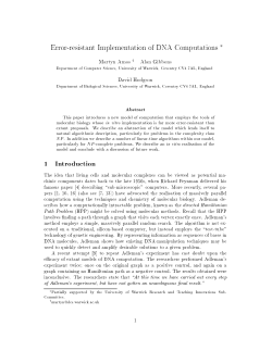 Error-resistant Implementation of DNA Computations 1 Introduction