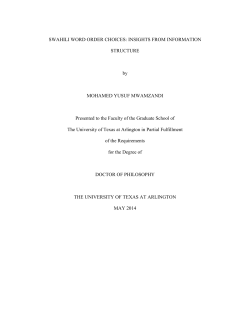 SWAHILI WORD ORDER CHOICES: INSIGHTS FROM