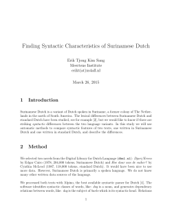 Finding Syntactic Characteristics of Surinamese Dutch
