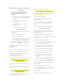 English 11 Fall Final Examination: Study Questions