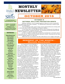 Pablo Towers Newsletter - Elderly Housing Management Corporation