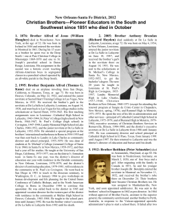 Christian Brothers—Pioneer Educators in the South and Southwest