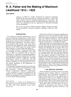 R. A. Fisher and the Making of Maximum Likelihood 1912 &ndash; 1922