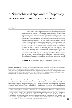 A Neurobehavioral Approach to Dysprosody