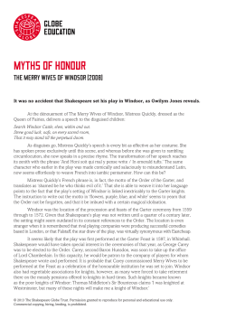 Myths of Honour - Shakespeare`s Globe