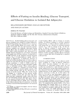 Effects of Fasting on Insulin Binding, Glucose Transport, and