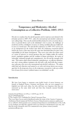 Temperance and Modernity: Alcohol