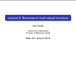 Lecture 8: Branches of multi-valued functions