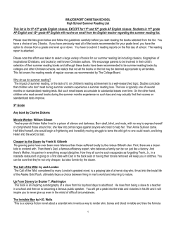 HS Summer Reading - Brazosport Christian School