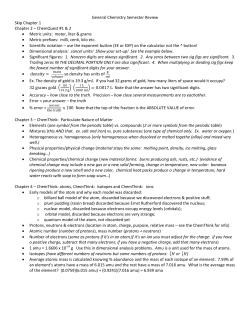 General Chemistry Semester Review Skip Chapter 1 Chapter 2