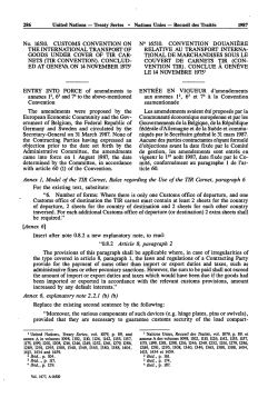 No. 16510. CUSTOMS CONVENTION ON THE INTERNATIONAL