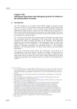 Chapter VIII: Subsequent agreements and subsequent practice in