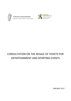 Consultation on the Resale of Tickets for Entertainment and Sporting