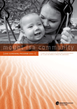 Mount Isa Community Lead Screening Program 2006-07