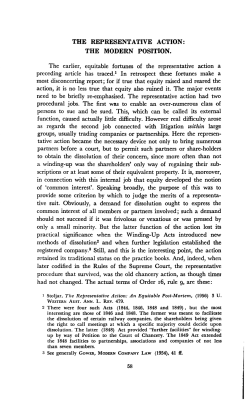 Stoljar, Samuel J --- "The Representative Action: The Modern