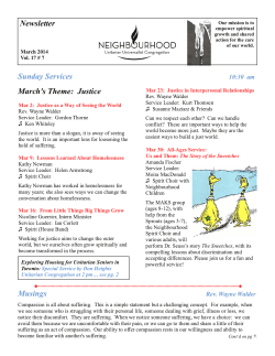 Sunday Services Musings Newsletter March`s Theme: Justice