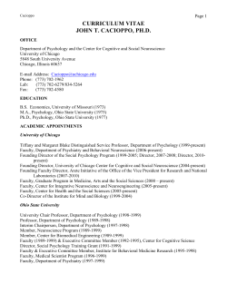 CURRICULUM VITAE JOHN T. CACIOPPO, PH.D.