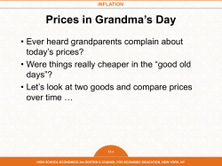 Prices in Grandma`s Day