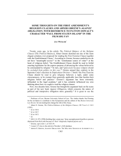 Some Thoughts on the First Amendment`s Religion Clause and