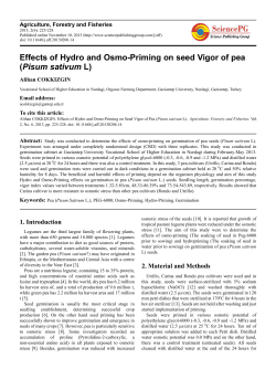 Effects of Hydro and Osmo-Priming on seed Vigor of pea