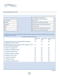 Page | 1 Patient Questionnaire (Form 36) 1. In general, would you