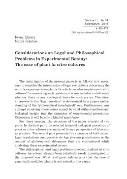 The case of plant in vitro cultures