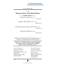 Brief for Constitutional Law Scholars in Support of Hobby Lobby and
