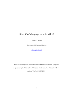 SLA: What`s language got to do with it?