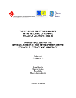 A study of effective practice in the teaching of reading to