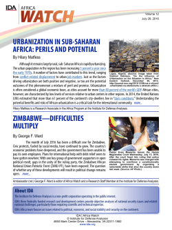 URBANIZATION IN SUB-SAHARAN AFRICA: PERILS AND