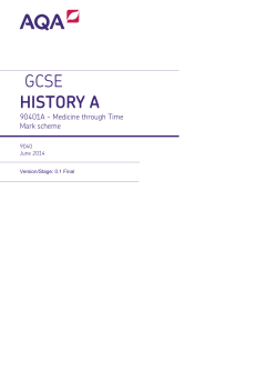 GCSE History A Mark scheme Unit 01 - (A) Medicine through