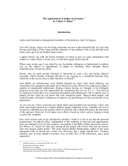 The Appointment of Judges in Germany *) by Volker G. Heinz