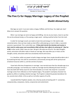 The Five Cs for Happy Marriage: Legacy of the Prophet